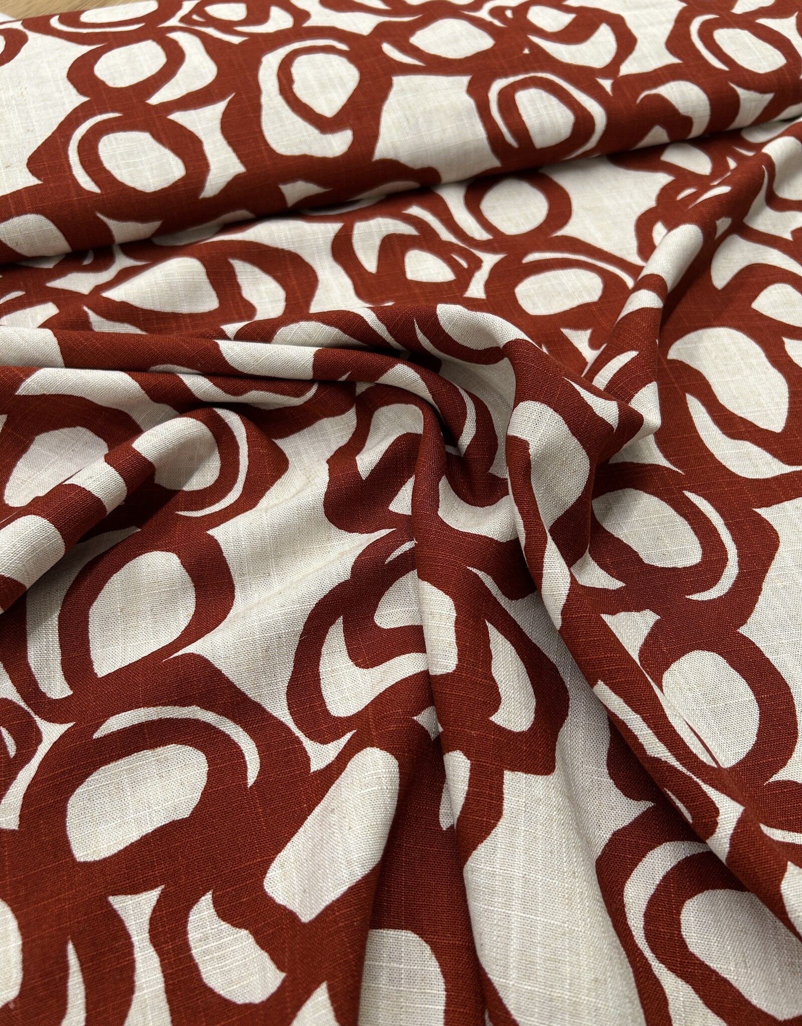 Linnen Viscose - Circles Rust
