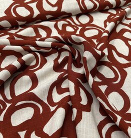 Linnen Viscose - Circles Rust