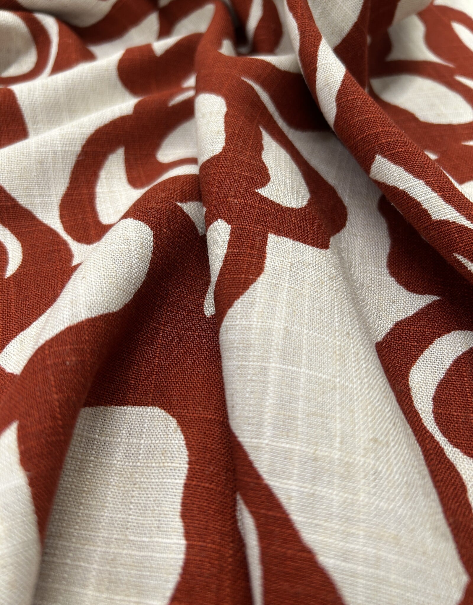 Linnen Viscose - Circles Rust