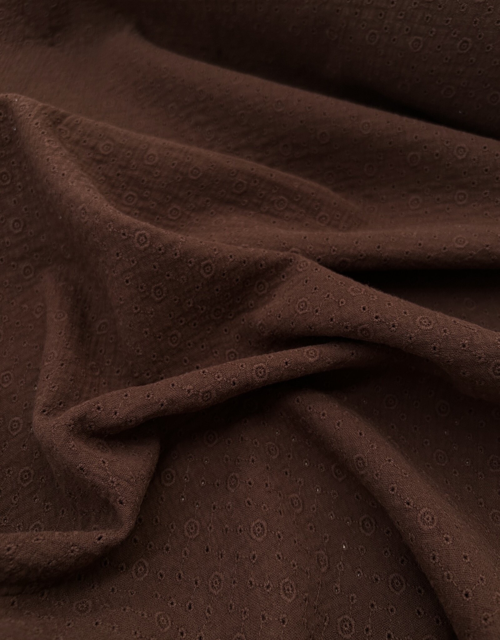Double Gauze Broderie - Chocolat
