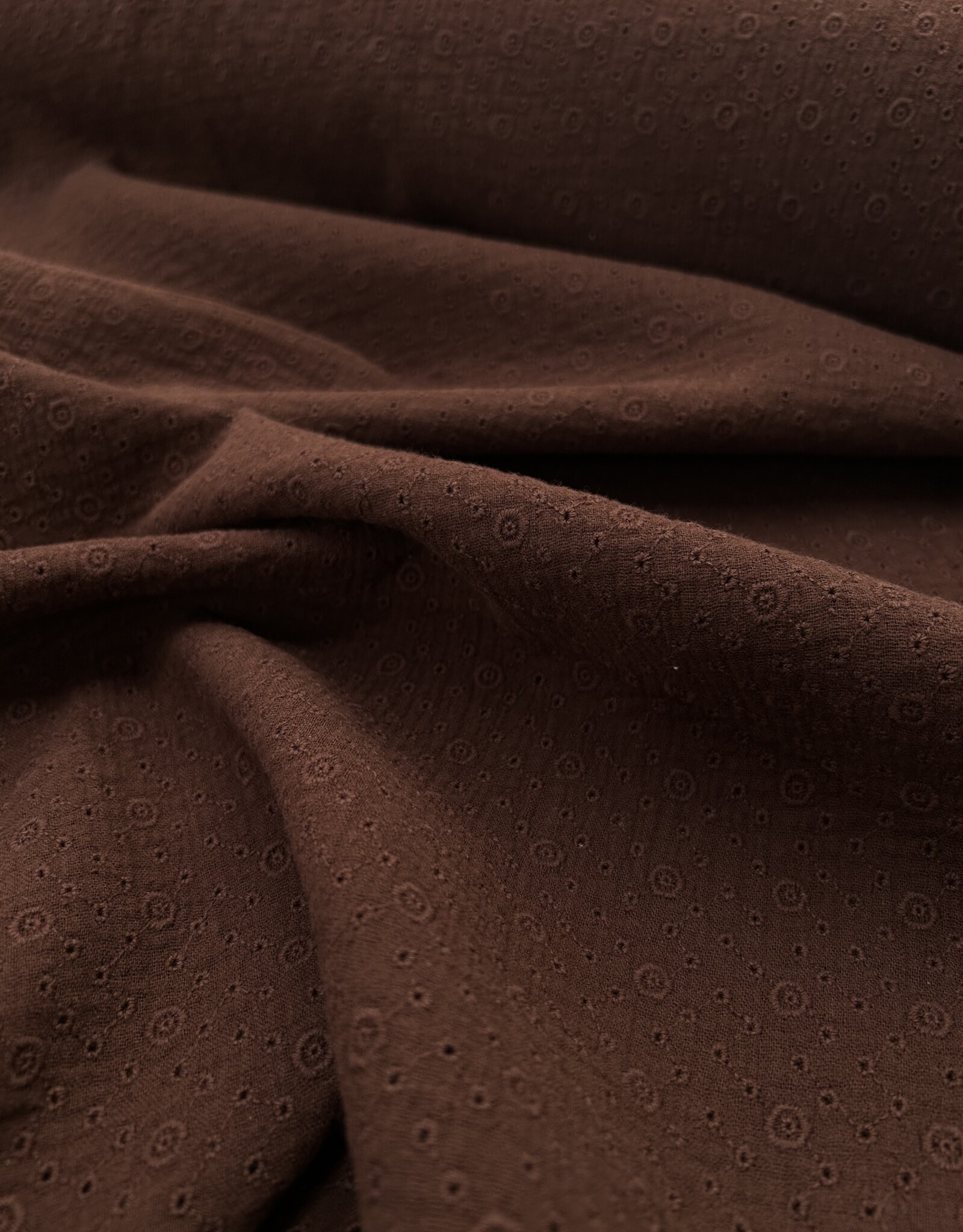 Double Gauze Broderie - Chocolat