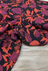 Viscose - Deep Red Flowers