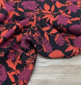 Viscose - Deep Red Flowers
