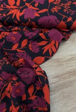 Viscose - Deep Red Flowers