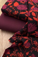Viscose - Deep Red Flowers