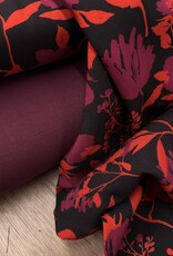 Viscose - Deep Red Flowers