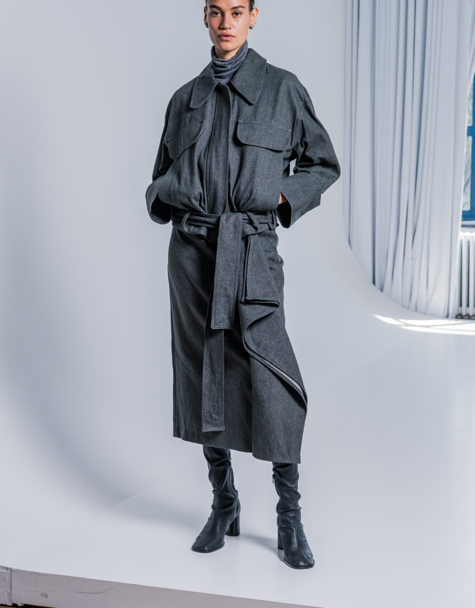 Fibre Mood Washed Heavy Denim - Dark Grey - Nori & Yuna