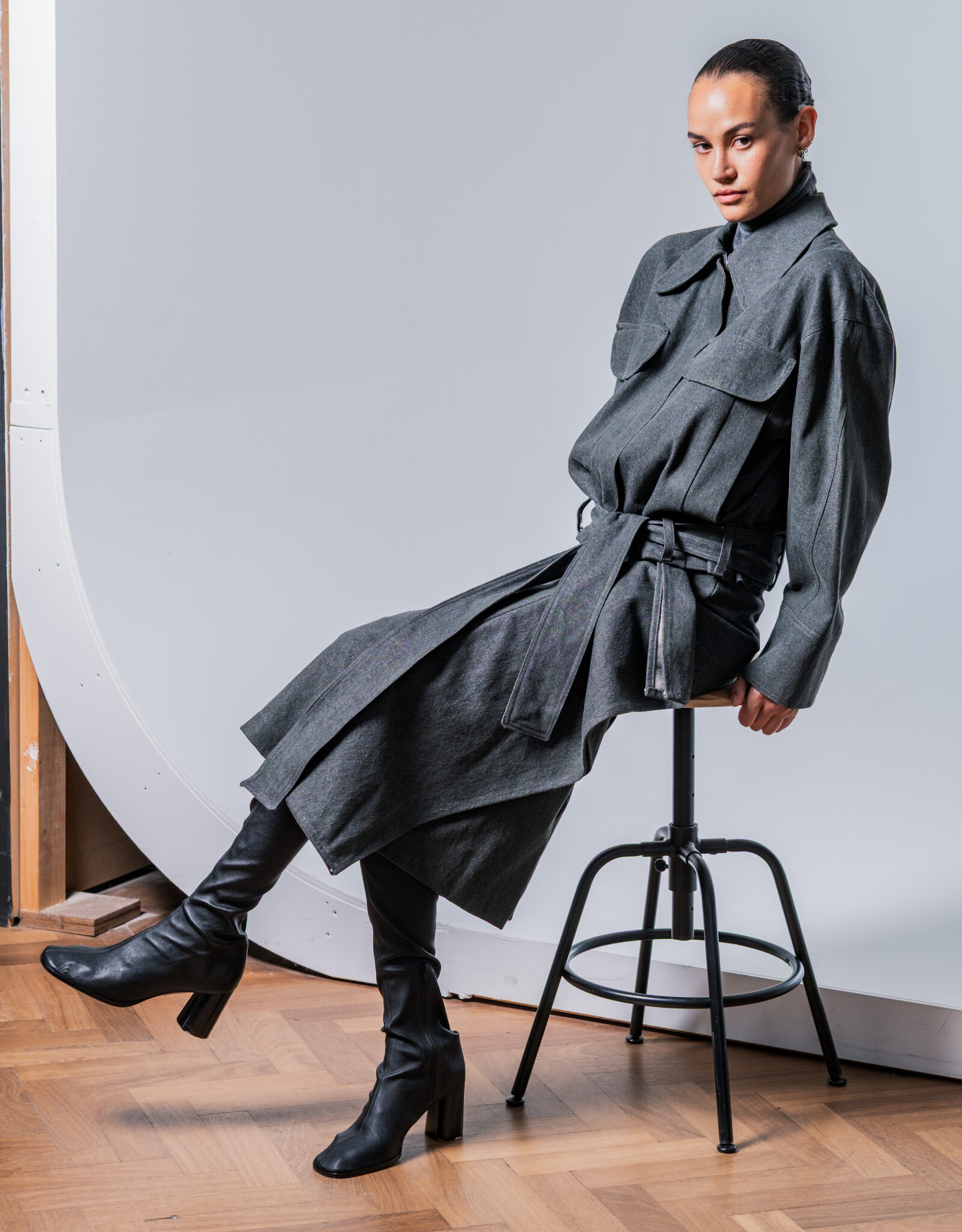 Fibre Mood Washed Heavy Denim - Dark Grey - Nori & Yuna
