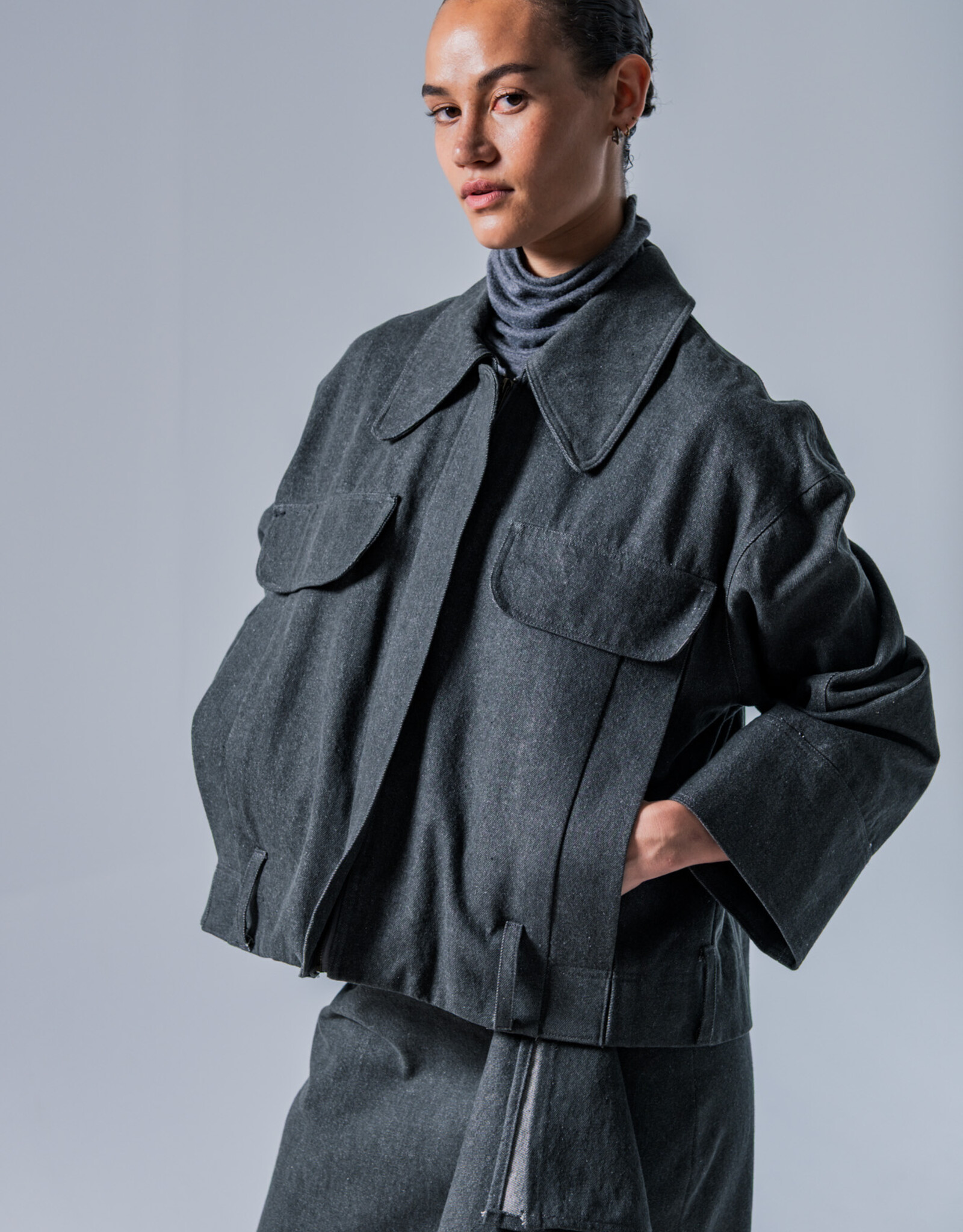 Fibre Mood Washed Heavy Denim - Dark Grey - Nori & Yuna