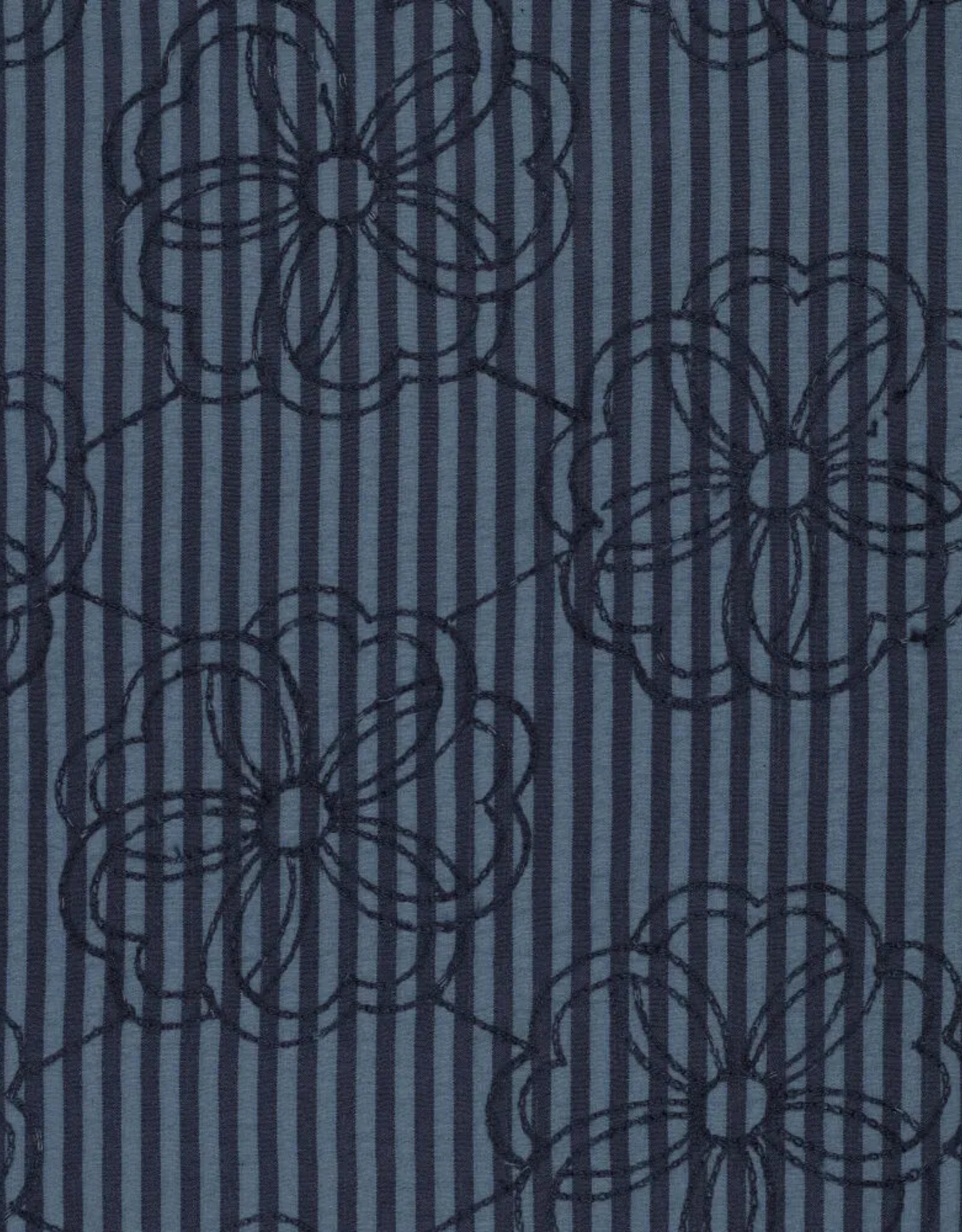 Seersucker Broderie - Blue Stripes