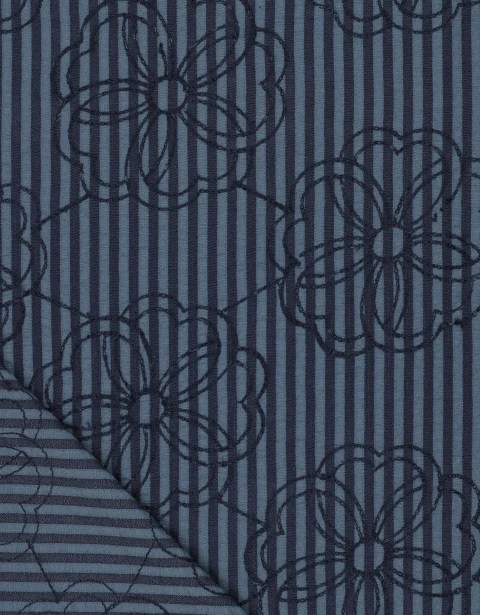 Seersucker Broderie - Blue Stripes