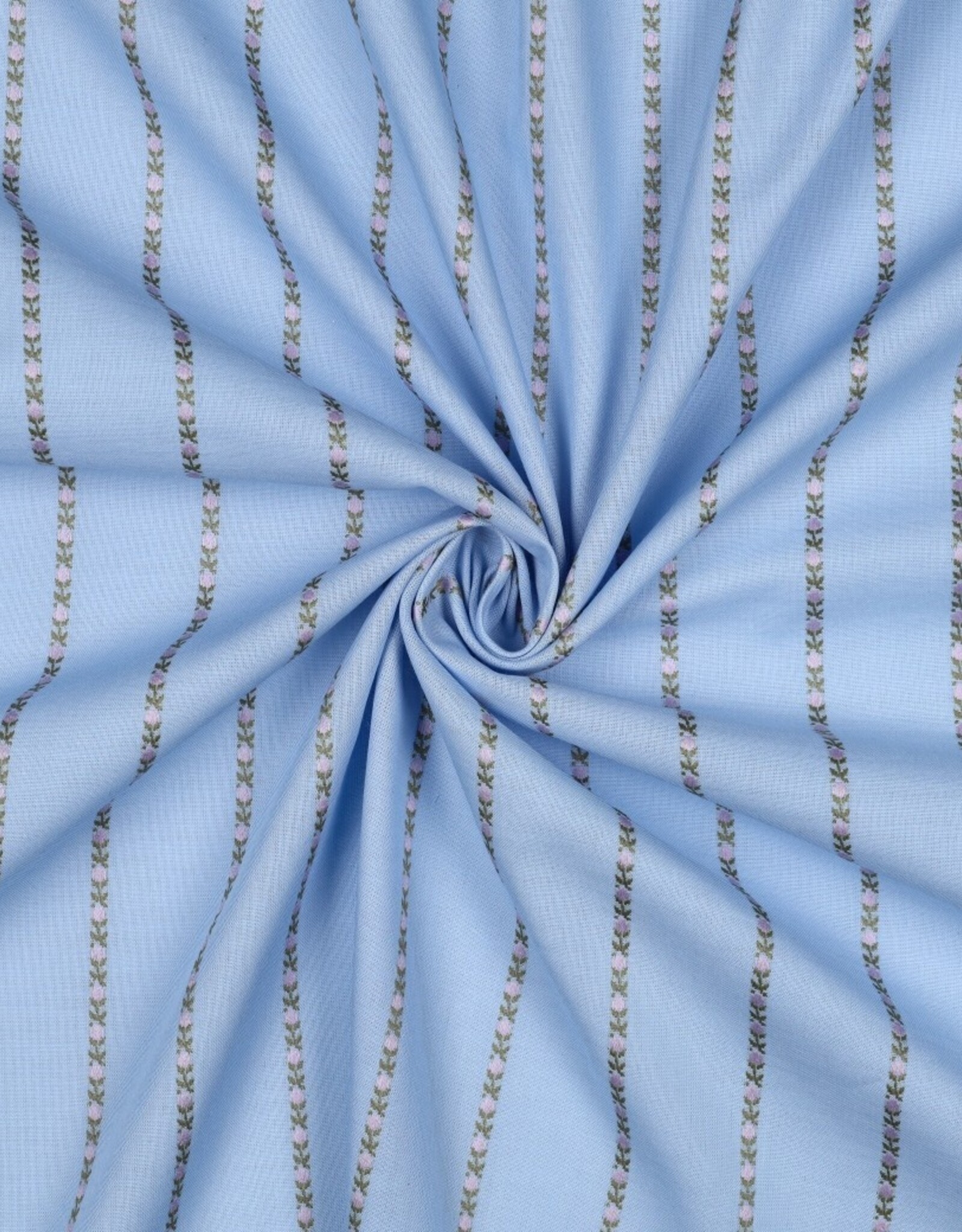 Katoen met borduursel - Blue