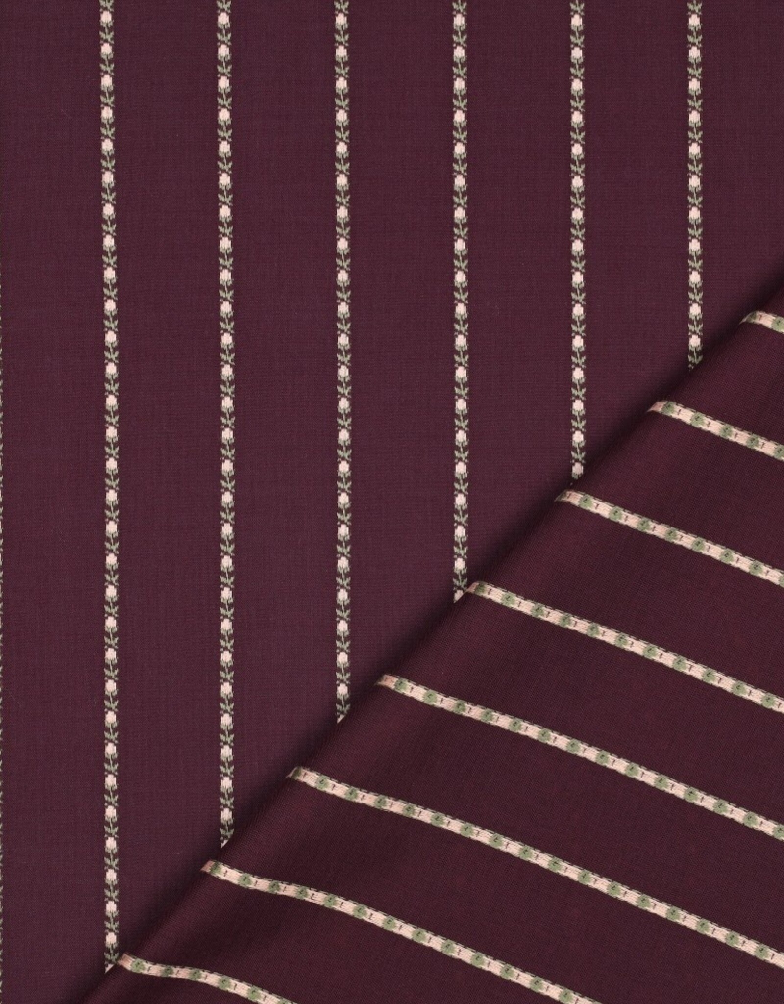 Katoen met borduursel - Burgundy