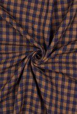 Double Gauze - Vichy - blue & camel
