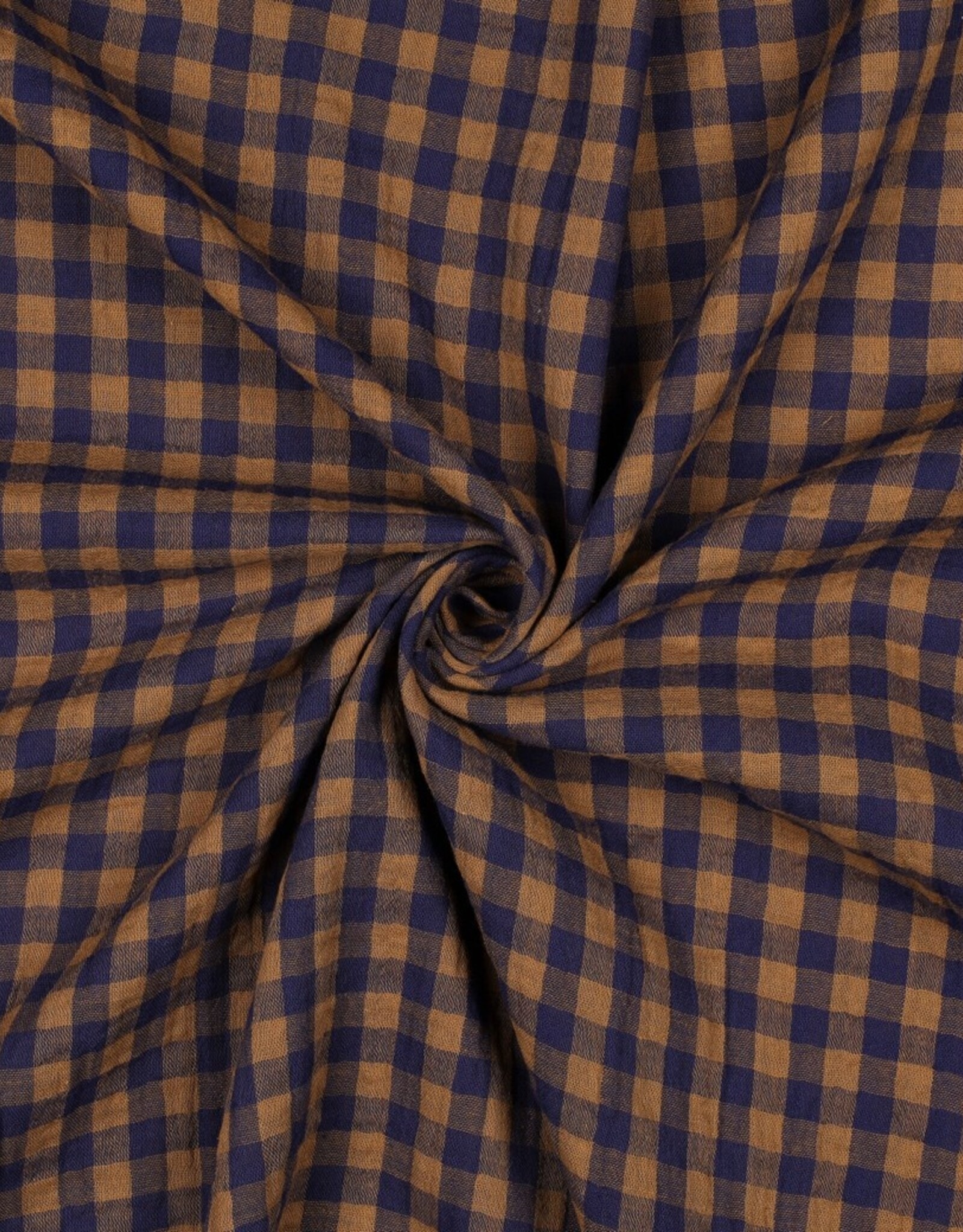 Double Gauze - Vichy - blue & camel