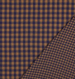 Double Gauze - Vichy - blue & camel