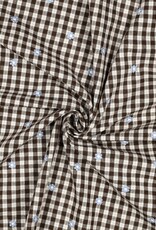 Katoen broderie - Flower Brown