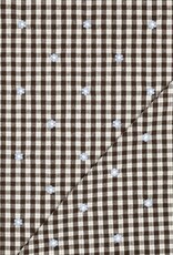 Katoen broderie - Flower Brown