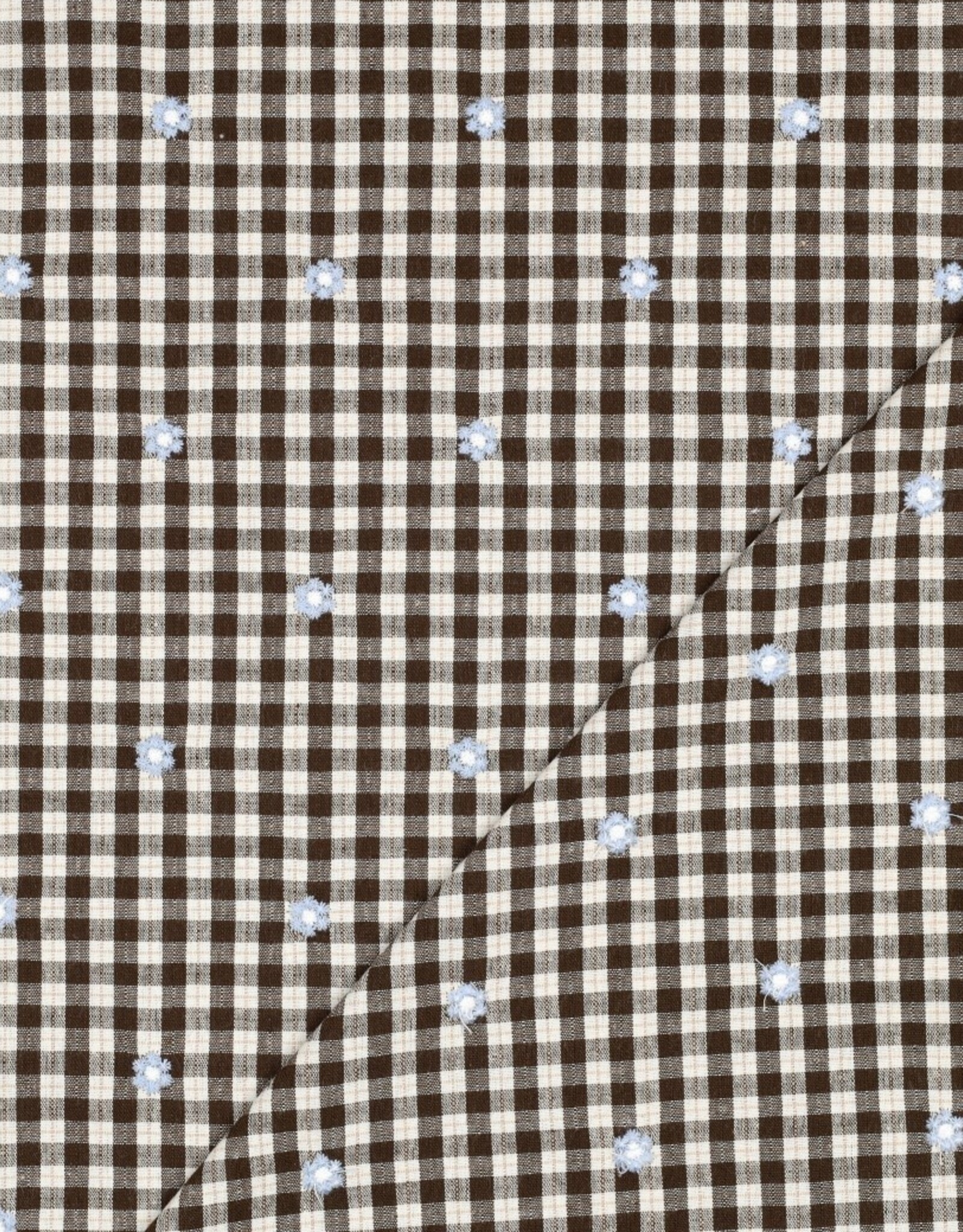 Katoen broderie - Flower Brown