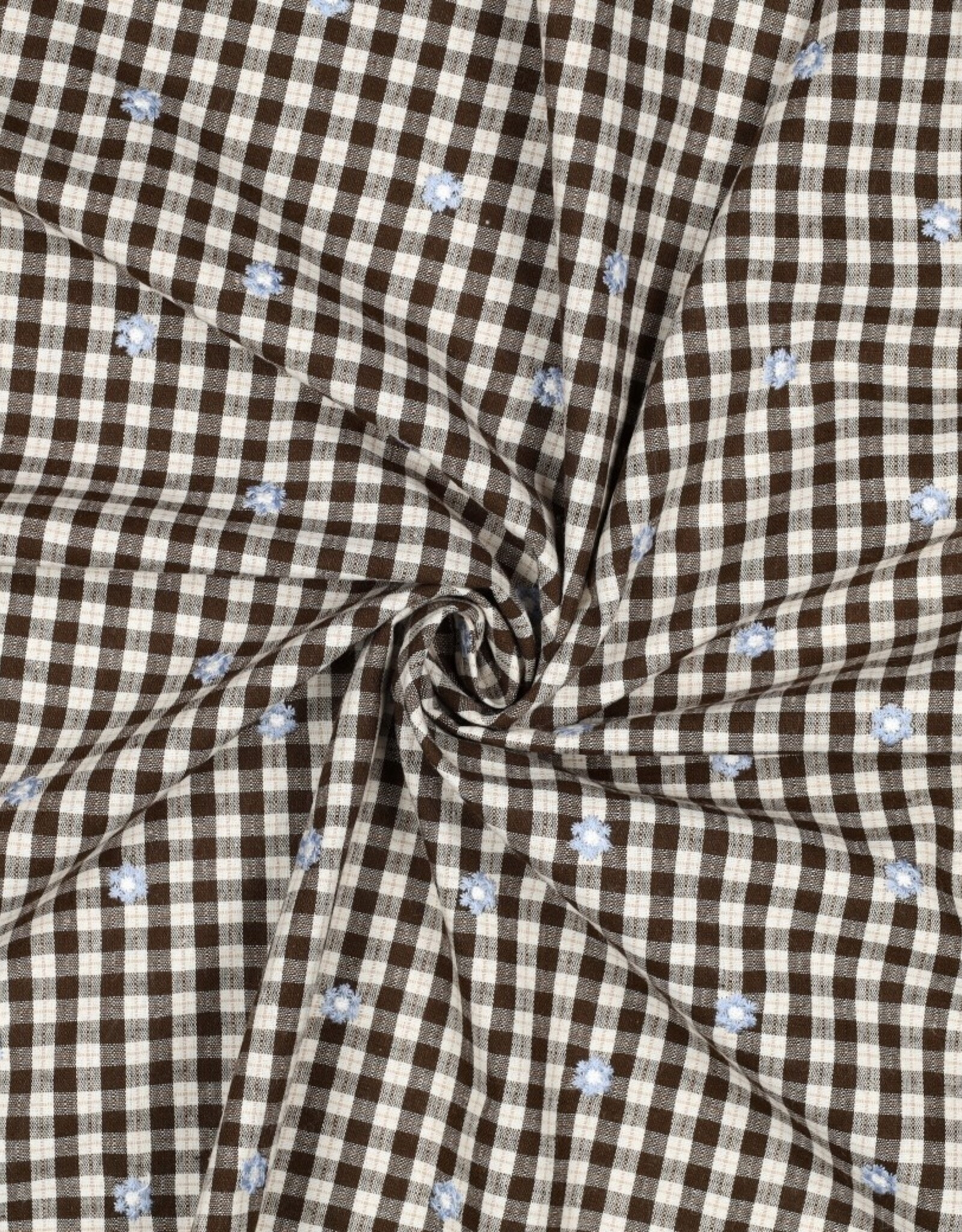 Katoen broderie - Flower Brown