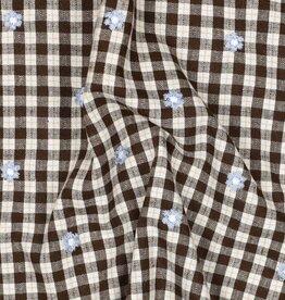 Katoen broderie - Flower Brown