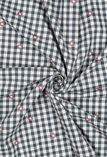 Katoen broderie - Flower Blue