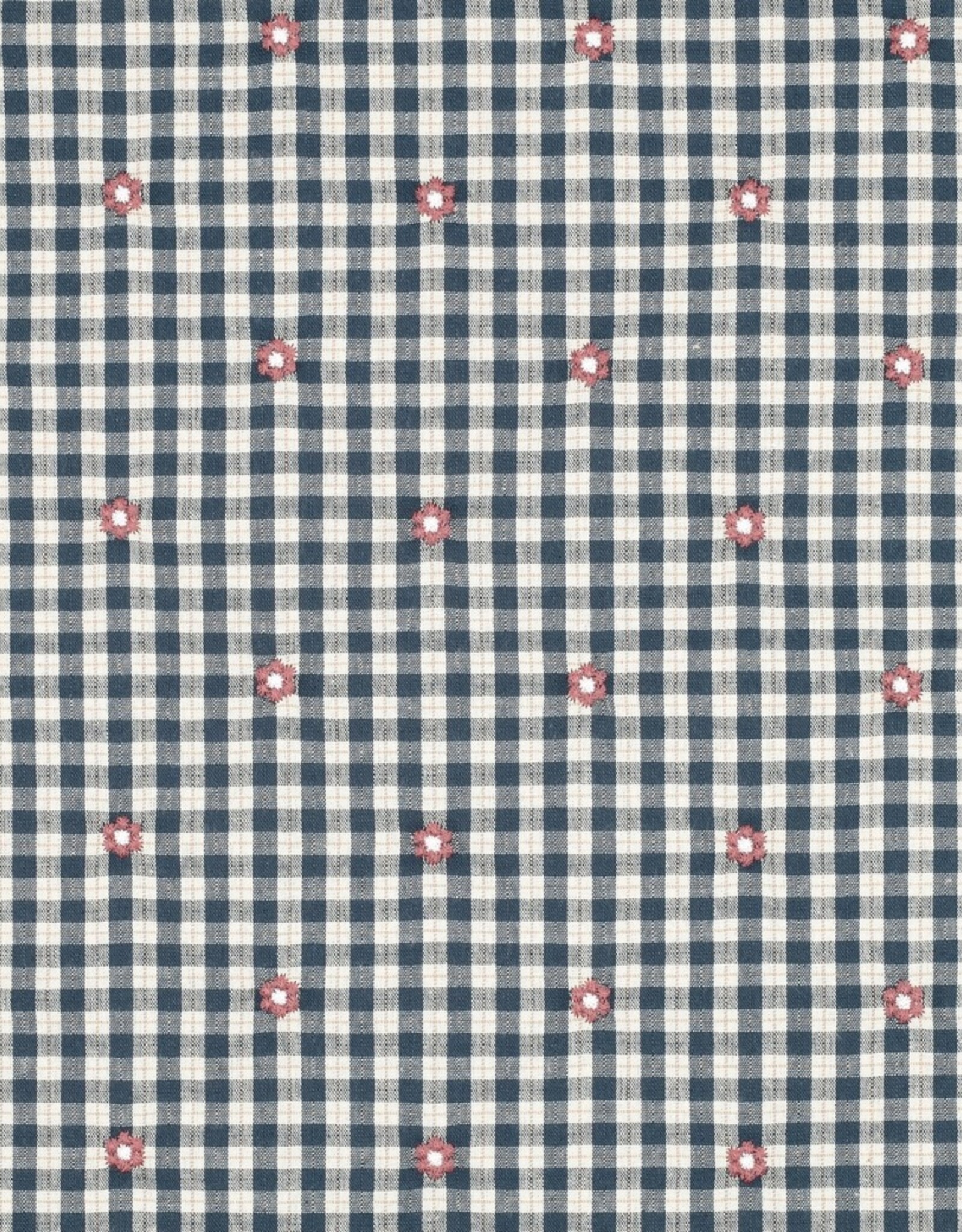 Katoen broderie - Flower Blue
