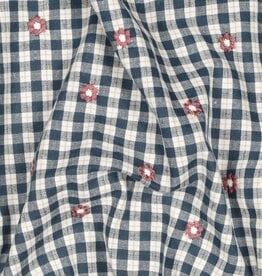 Katoen broderie - Flower Blue