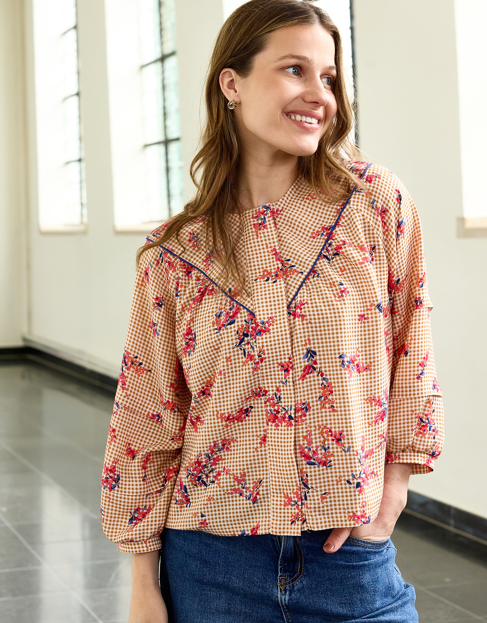 Atelier Jupe Viscose - Kleine ruitjes en Bloemen