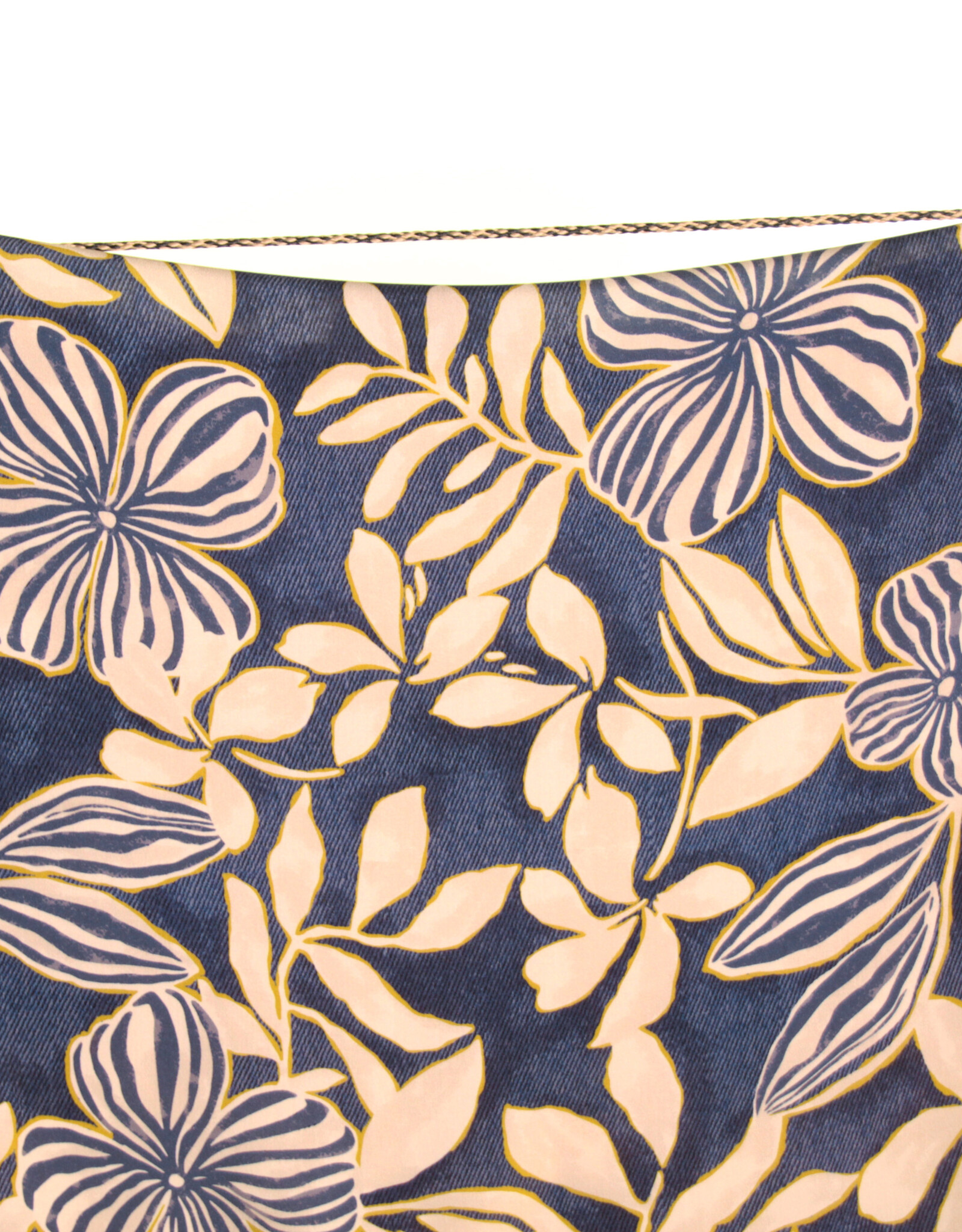 Atelier Jupe Viscose - jeansblauw met beige bloemen