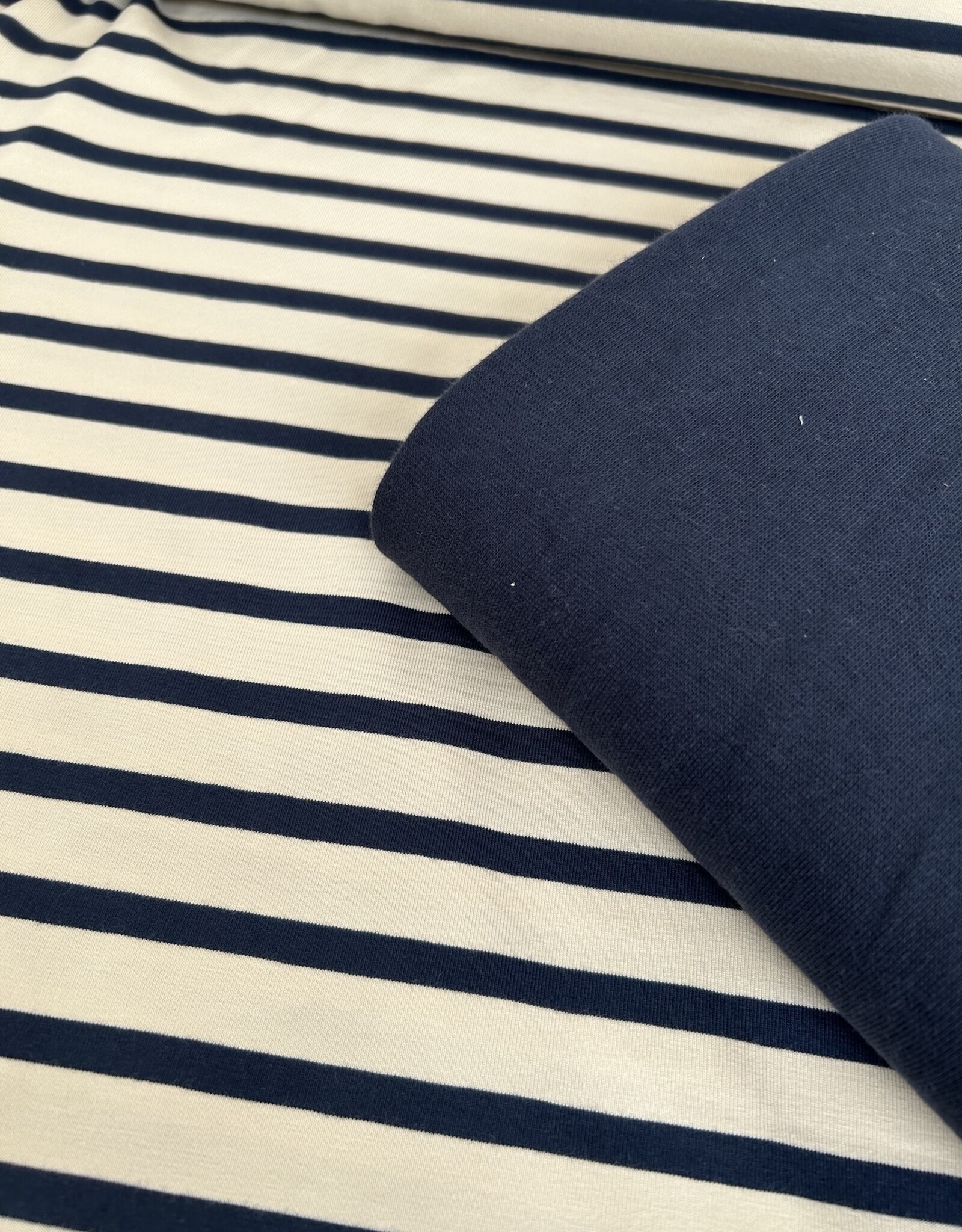 Tricot - Streep - Creme & Blue
