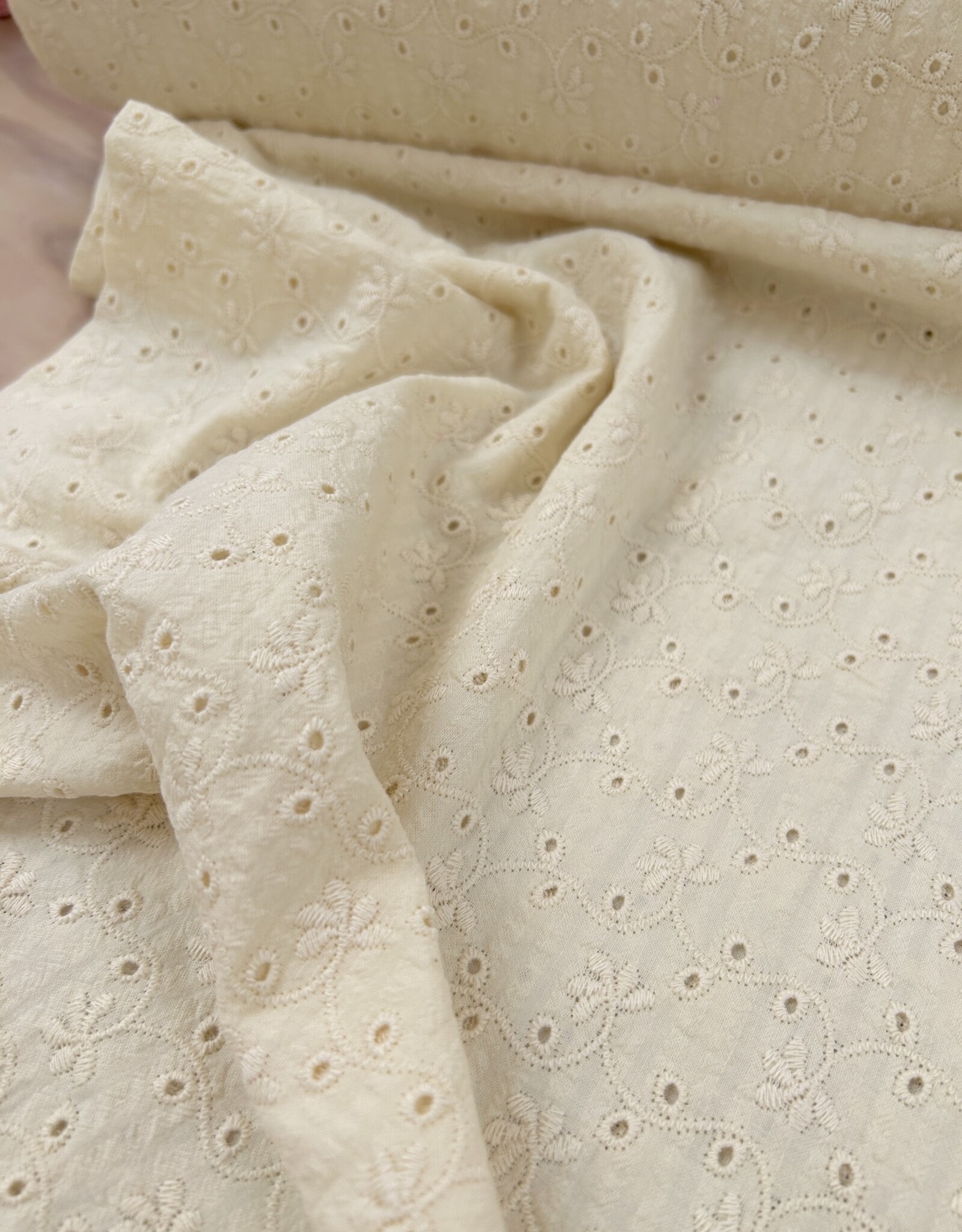 Seersucker Broderie - Crème