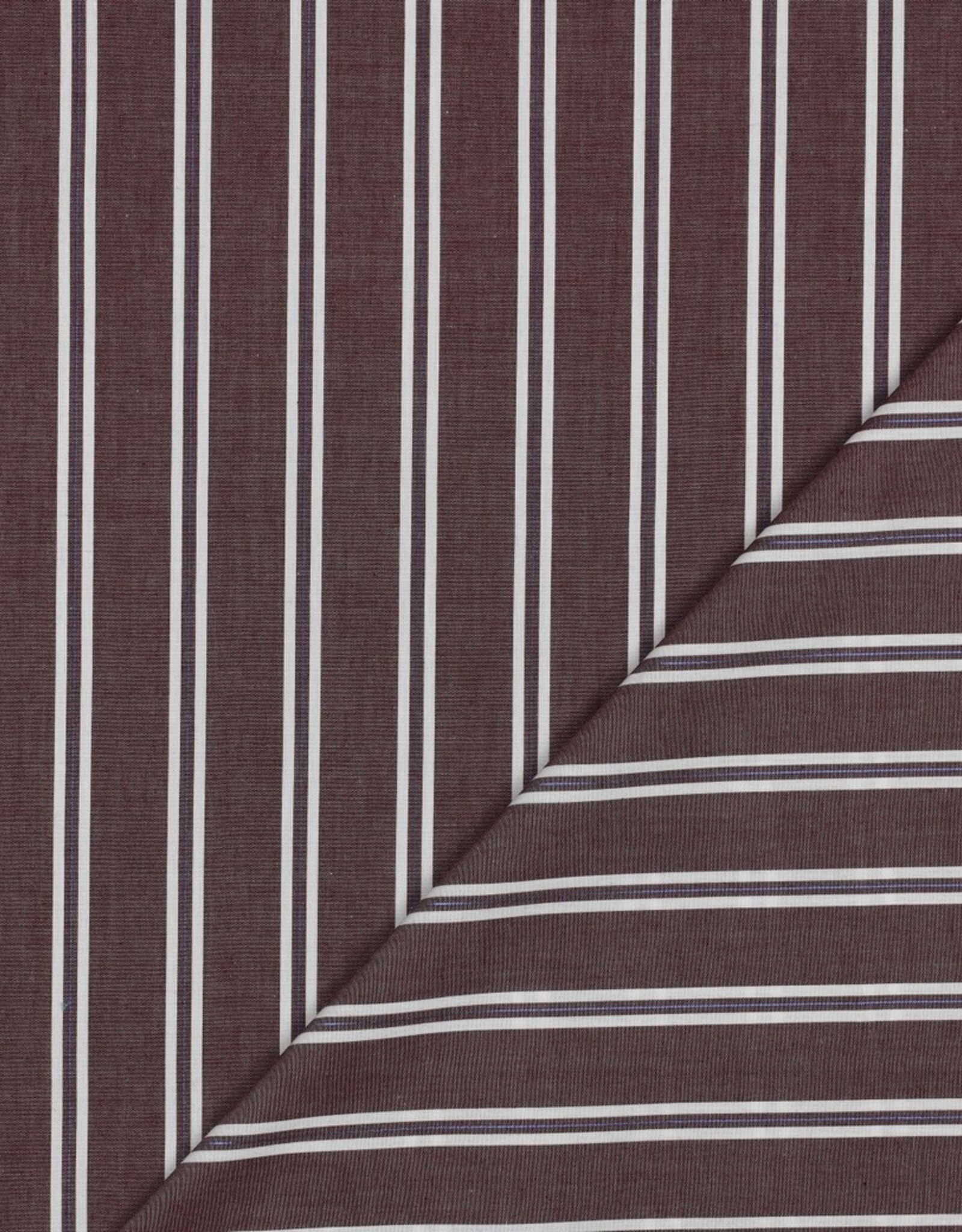 Katoen streep - Aubergine & Blue
