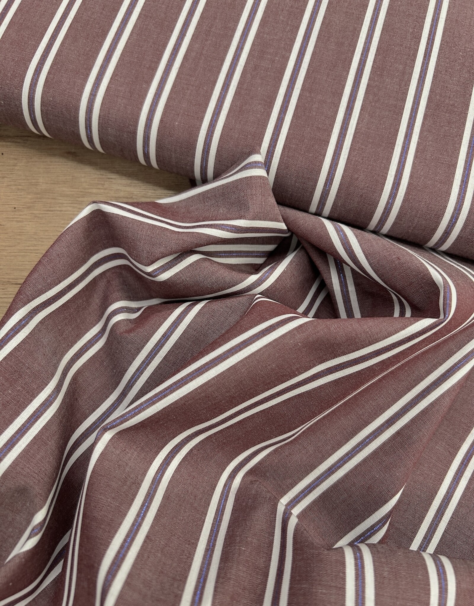 Katoen streep - Aubergine & Blue