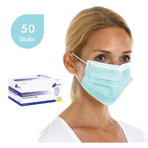 Suavel ® Protec Mondmasker Type IIR (50 stuks) - Mondkapje - CE Gecertificeerd - Blauw 