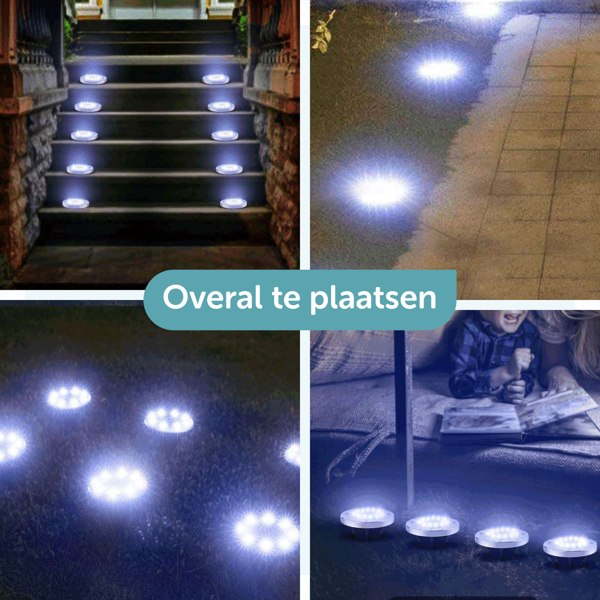 ForDig Solar Grondspots (8 stuks) - RVS Grond Spots op met 16 LED Spotjes - Uur Buiten Verlichting in Tuin - IP65 Waterdicht - Tuinverlichting Lamp - Buitenverlichting Tuinlamp - Dagdeal.nl