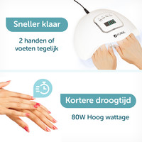 ForDig 80W Professionele Nageldroger voor Gel Nagels - Nagellak Droger met UV LED Lamp en Timer voor Gelnagels - Nageldrogerlamp met 45 LED Lampjes voor Nagel Gellak - Geschikt voor Manicure en Pedicure - Nagellakdroger Hard Gelpolish Builder