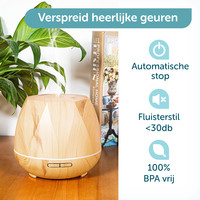 ForDig Aroma Diffuser 500ML - Luchtbevochtiger met LED Lamp en Timer - Ultrasone Vernevelaar voor Aromatherapie - Water Verdamper - Geur Verstuiver en Verspreider - Humidifier Aromadiffuser - Etherische Olie Waterverdamper - Licht Bruin