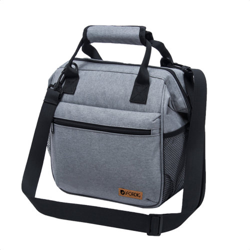 ForDig Lunchtas Grijs - Koeltas Gemaakt van 600D Polyester met PEVA-Voering - Ruimte voor Lunchtrommel / Snacks / Blikjes - Koel Tas met Mesh Opbergruimtes en Ruimte voor Bestek - Lunch Tas Cool Bag - Coolerbag - Kleine Cooler 