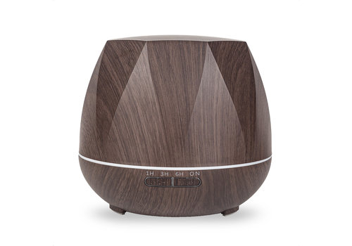 ForDig Aroma Diffuser 500ML - Luchtbevochtiger met LED Lamp en Timer - Ultrasone Vernevelaar voor Aromatherapie - Water Verdamper - Geur Verstuiver en Verspreider - Humidifier Aromadiffuser - Etherische Olie Waterverdamper - Donker Bruin 