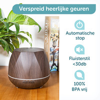 ForDig Aroma Diffuser 500ML - Luchtbevochtiger met LED Lamp en Timer - Ultrasone Vernevelaar voor Aromatherapie - Water Verdamper - Geur Verstuiver en Verspreider - Humidifier Aromadiffuser - Etherische Olie Waterverdamper - Donker Bruin