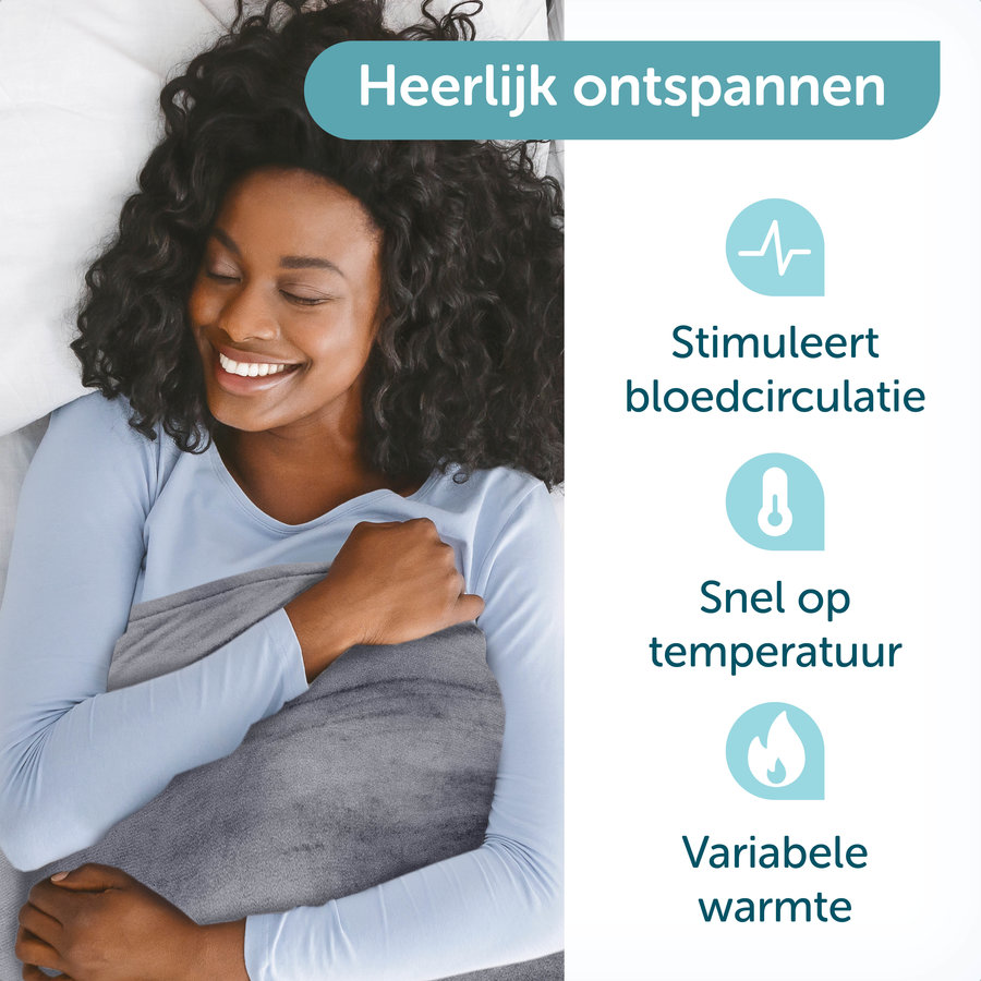 ForDig Elektrische Bovendeken 160x120 cm - Warmtedeken Inclusief Draagtas - Knuffeldeken met 6 Warmtestanden en Timer - 1 Persoons Warmte Deken - Verzwaringsdeken - Wasbaar - Grijs