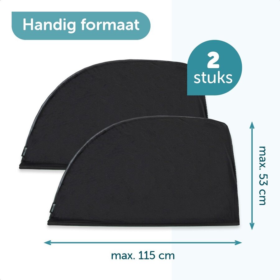 ForDig Zonnescherm Auto (2 stuks) - Zonwering UV Protectie voor Auto Zijruit - Zonwering Auto - Zonder zuignappen - Over Deur - 112 x 51 CM