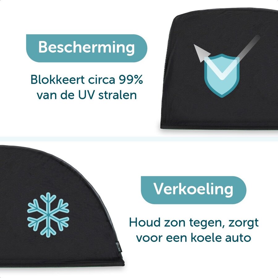 ForDig Zonnescherm Auto (2 stuks) - Zonwering UV Protectie voor Auto Zijruit - Zonwering Auto - Zonder zuignappen - Over Deur - 112 x 51 CM