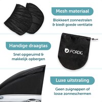 ForDig Zonnescherm Auto (2 stuks) - Zonwering UV Protectie voor Auto Zijruit - Zonwering Auto - Zonder zuignappen - Over Deur - 112 x 51 CM