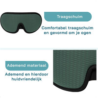 ForDig Ergonomische 3D Slaapmasker - 100% Verduisterend Oogmasker Incl. Opbergetui - Ademend Traagschuim Slaap Masker - Verstelbaar Oog Blinddoek - Nachtmasker Slapen - Groen