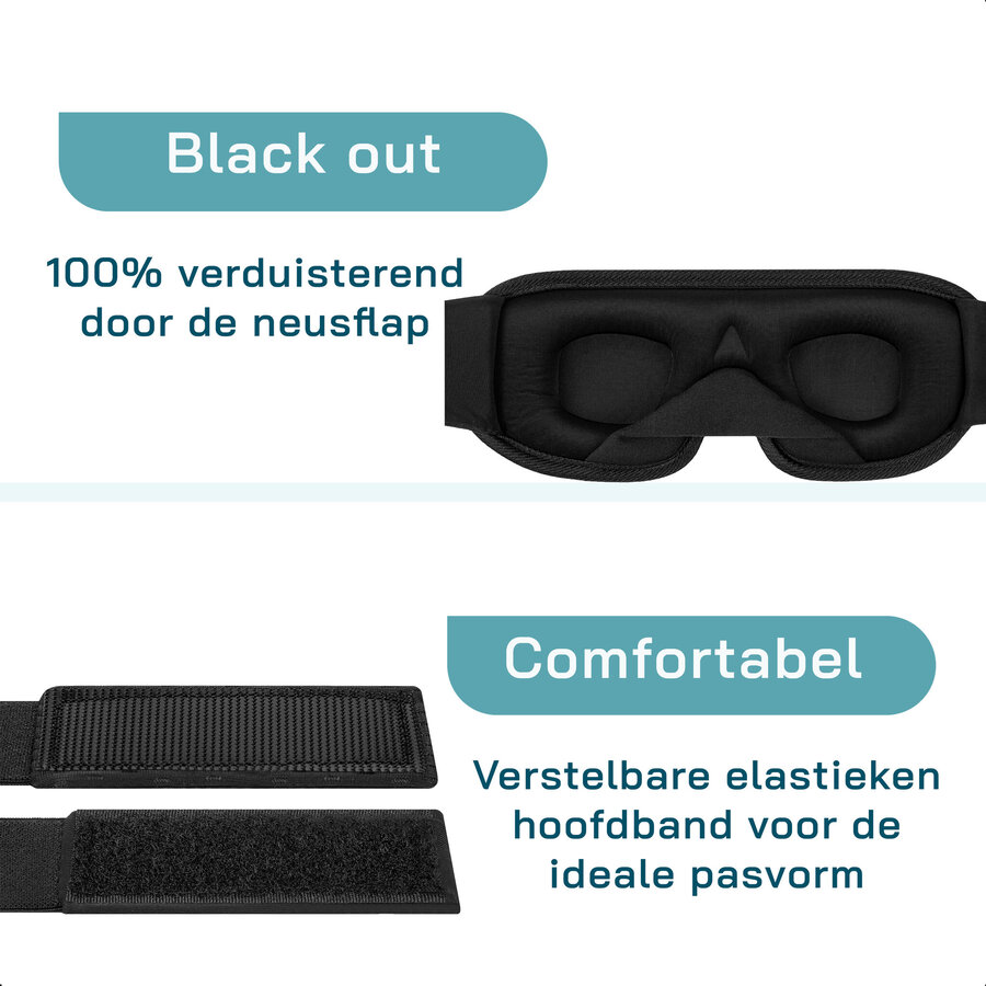 ForDig Ergonomische 3D Slaapmasker - 100% Verduisterend Oogmasker Incl. Opbergetui - Ademend Traagschuim Slaap Masker - Verstelbaar Oog Blinddoek - Nachtmasker Slapen - Wit