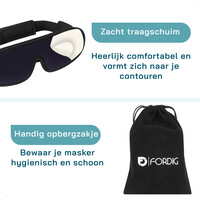 ForDig Ergonomische 3D Slaapmasker - 100% Verduisterend Oogmasker Incl. Opbergetui - Ademend Traagschuim Slaap Masker - Verstelbaar Oog Blinddoek - Nachtmasker Slapen - Blauw