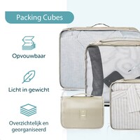 ForDig 8-Delige Packing Cubes (Beige) - Koffer Organizer Set - Bagage Organizers - Compression Cube Tassen - Travel Backpack Kleding Zakken