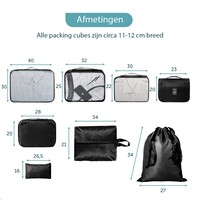 ForDig 8-Delige Packing Cubes (Zwart) - Koffer Organizer Set - Bagage Organizers - Compression Cube Tassen - Travel Backpack Kleding Zakken